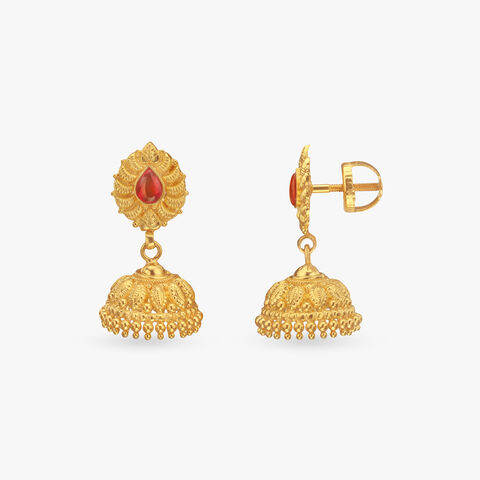 Regal Dome Gold Jhumka Earrings