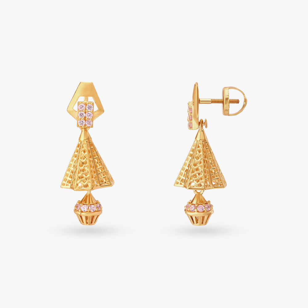 Morning Glory Gold Jhumka Earrings