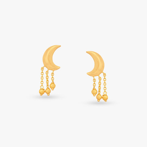 Moonlit Tassel Gold Drop Earrings