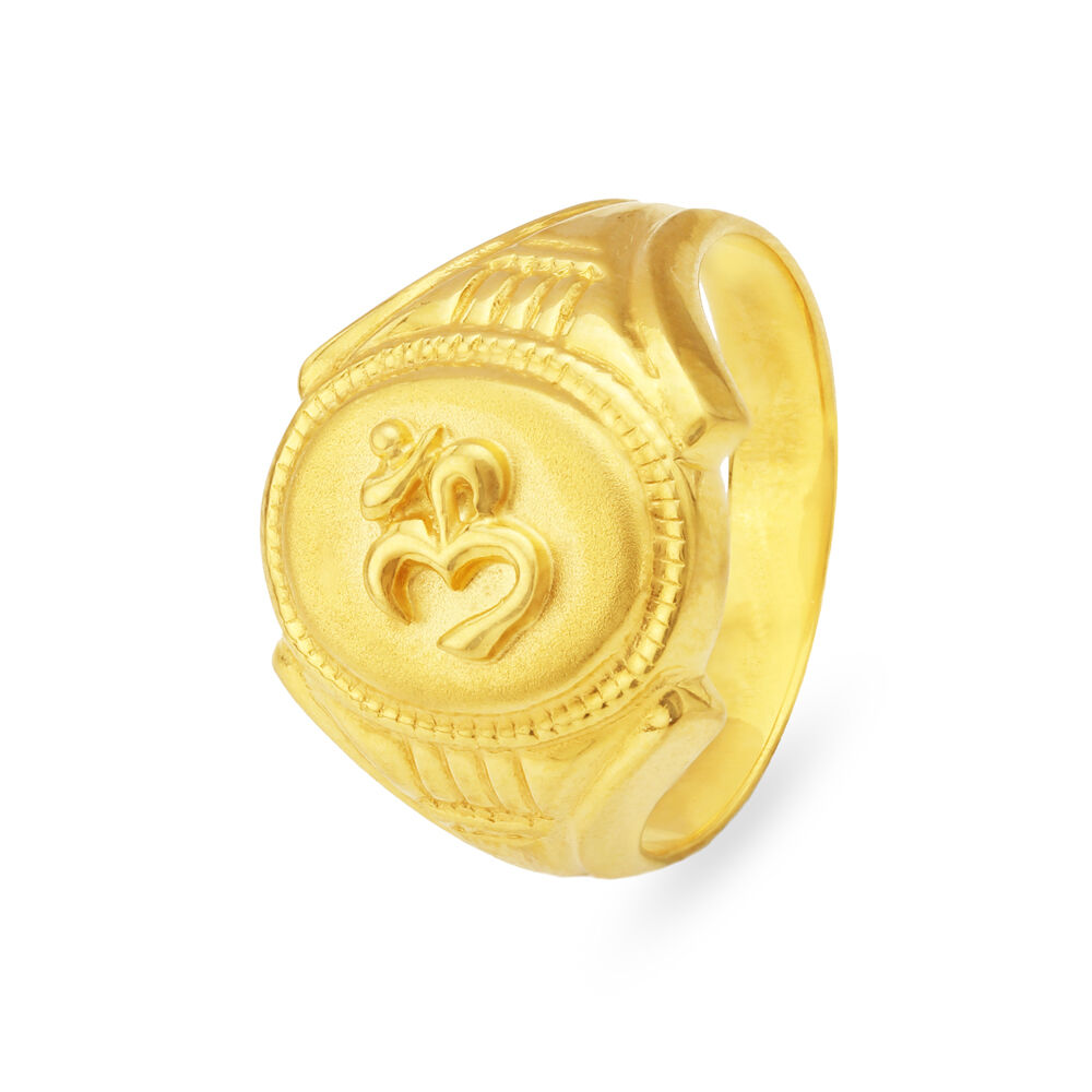 Religious 22 Karat Yellow Gold Om Finger Ring