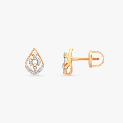 Floral Crest Diamond Stud Earrings