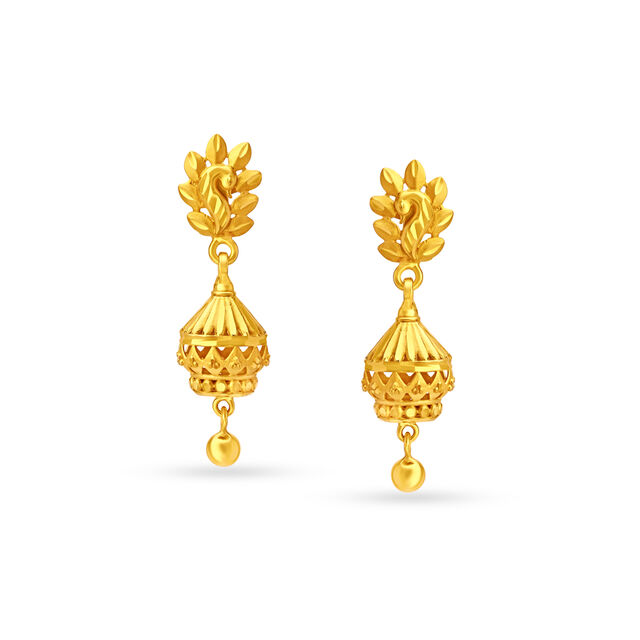 Brilliant Yellow Gold Peacock Jhumkas