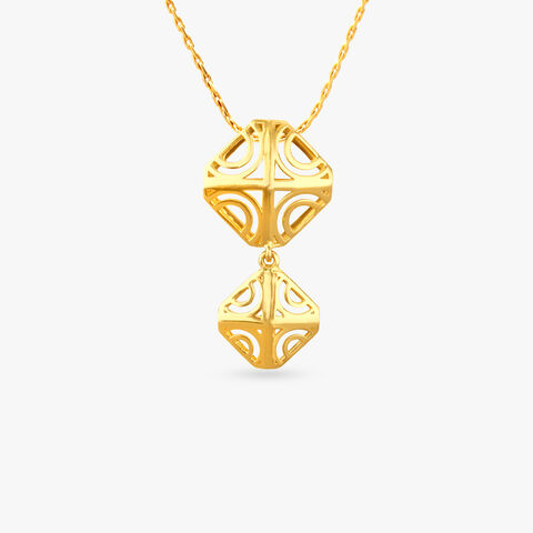 Sculpted Geometry Gold Pendant and Earrings Set