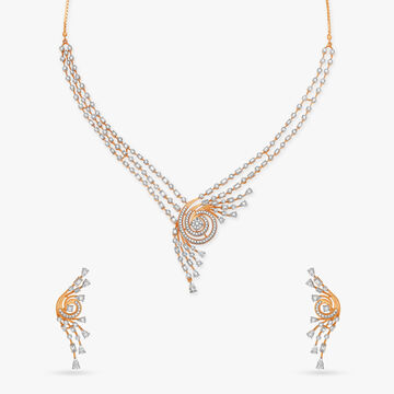 Dazzling Spiral Diamond Necklace Set