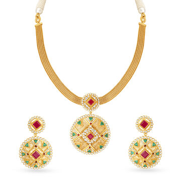 Classy Aesthetic Necklace Set with Chakri Diamonds
