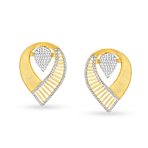 Lavish Leaf Motif Gold Pendant and Earrings Set For Kids