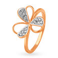 14KT Rose Gold Diamond Finger Ring With Floral Design,,hi-res image number null