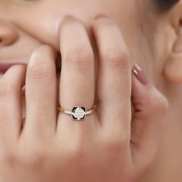 18 KT Yellow Gold Abstract Glimmer Diamond Ring,,hi-res image number null
