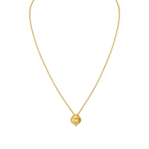 Rotatable Heart Gold Pendant with Chain for Kids