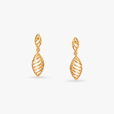 Whispering Leaf Gold Drop Earrings