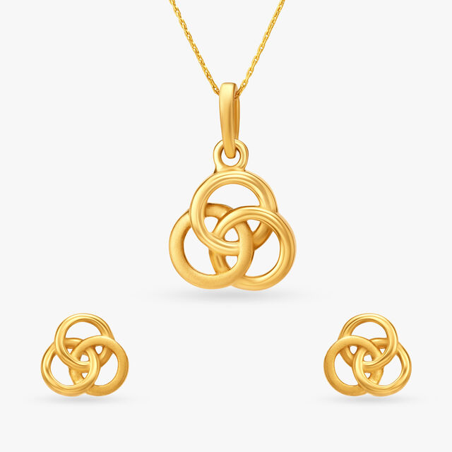 Entwined Circles Pendant with Earrings Set,,hi-res image number null