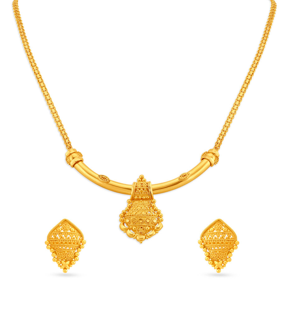 Gazala , One Gram Gold Forming Necklace Set for Women-SAY001GFG –  www.soosi.co.in