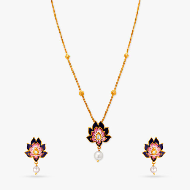 Lovely Lotus Necklace Set,,hi-res image number null