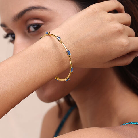 Twilight Whirl 14KT London Blue Topaz Bangle