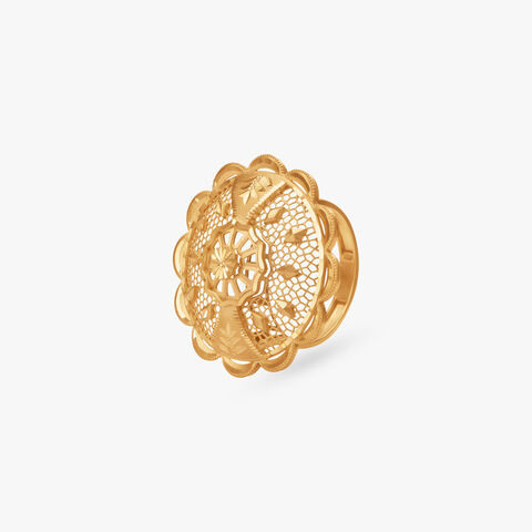 Sunburst Filigree Gold Ring