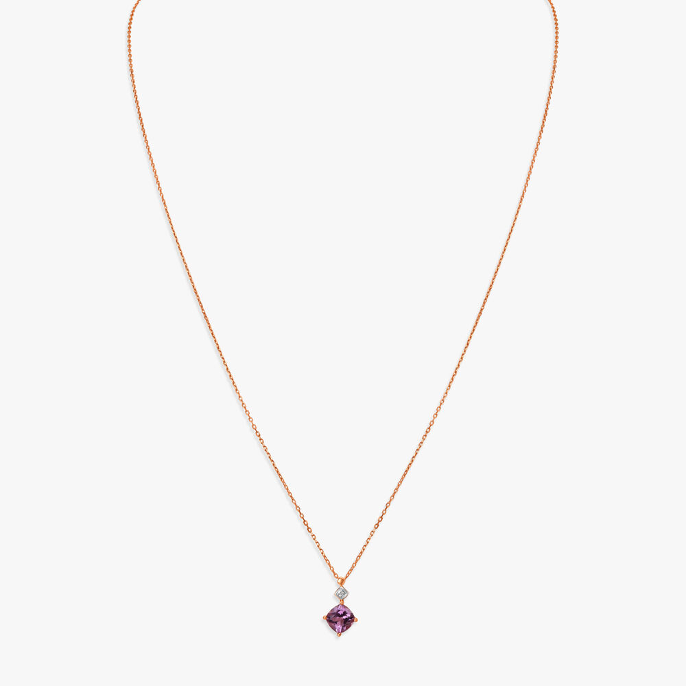 Beautiful Diamond and Amethyst Pendant with Chain