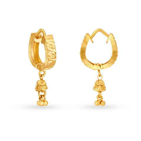 Splendent 22 Karat Yellow Gold Hoops With Danglers