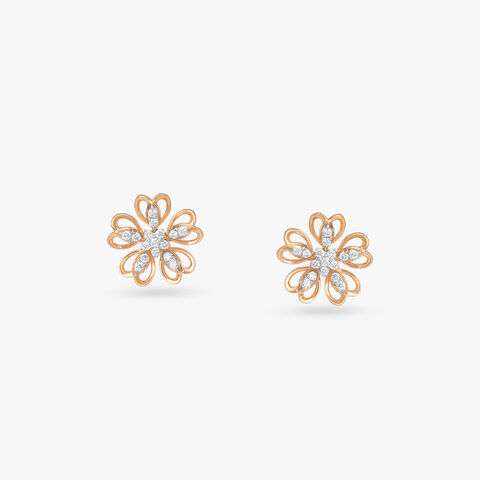 Sparkling Blossom Diamond Stud Earrings