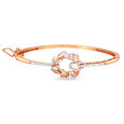 14 KT Rose Gold Floral Diamond Kada Bangle,,hi-res image number null