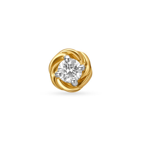Rose Inspired Gold and Diamond Nose Pin
