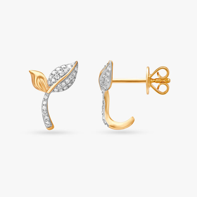 Ethereal Leafy Diamond Stud Earrings,,hi-res image number null