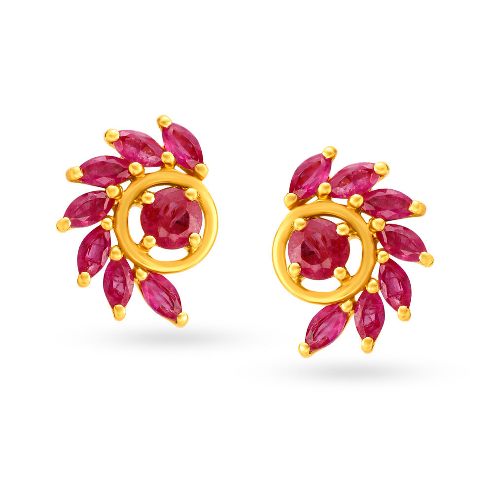 Ruby earrings tanishq on sale