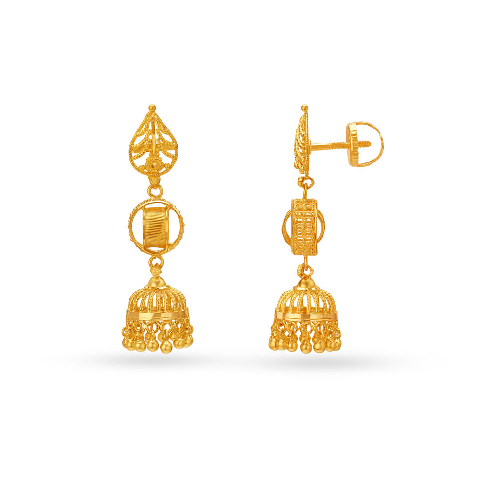 Golden Ladies 18K Gold Jhumka at Rs 26400/pair in Patna | ID: 22729780812