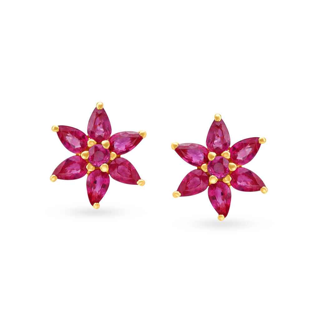 Ruby earrings tanishq on sale