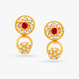 Winsome Floral Ruby Drop Earrings,,hi-res image number null