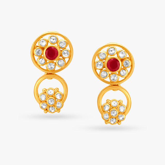 Winsome Floral Ruby Drop Earrings,,hi-res image number null