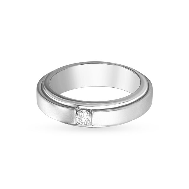 Sleek Diamond Adorned Platinum Finger Ring for Men