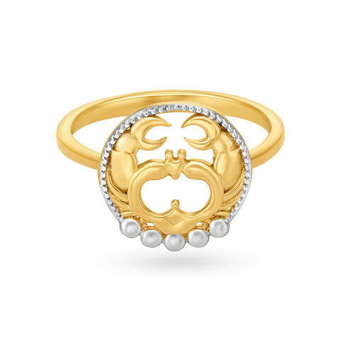 Cancer Zodiac Gold Finger Ring