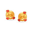 Adorable Smiley Face With Hearts Gold Stud Earrings For Kids,,hi-res image number null