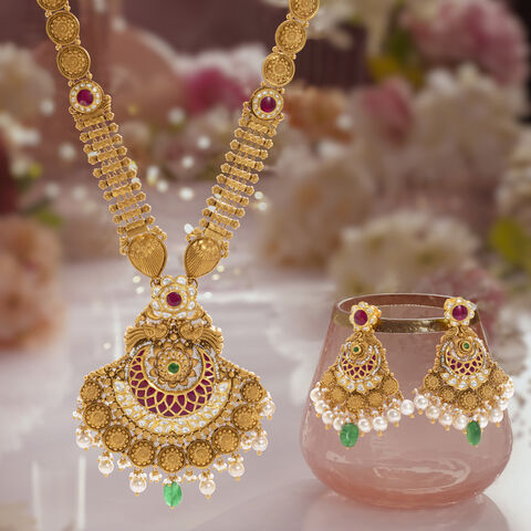 Peacock Parade Gold Necklace set