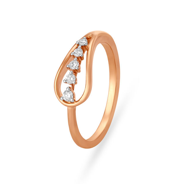 18KT Gold Diamond Studded Leaf-Inspired Finger Ring,,hi-res image number null