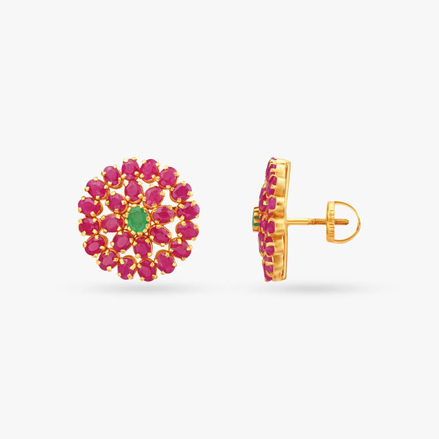 Monumental Gold Stud Earrings,,hi-res image number null