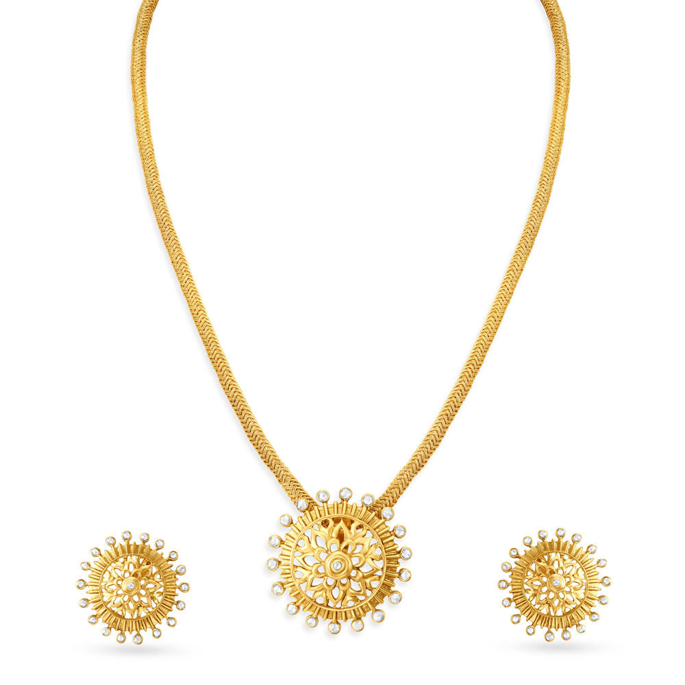 Gold Antique Uncut Diamond Necklace - South India Jewels