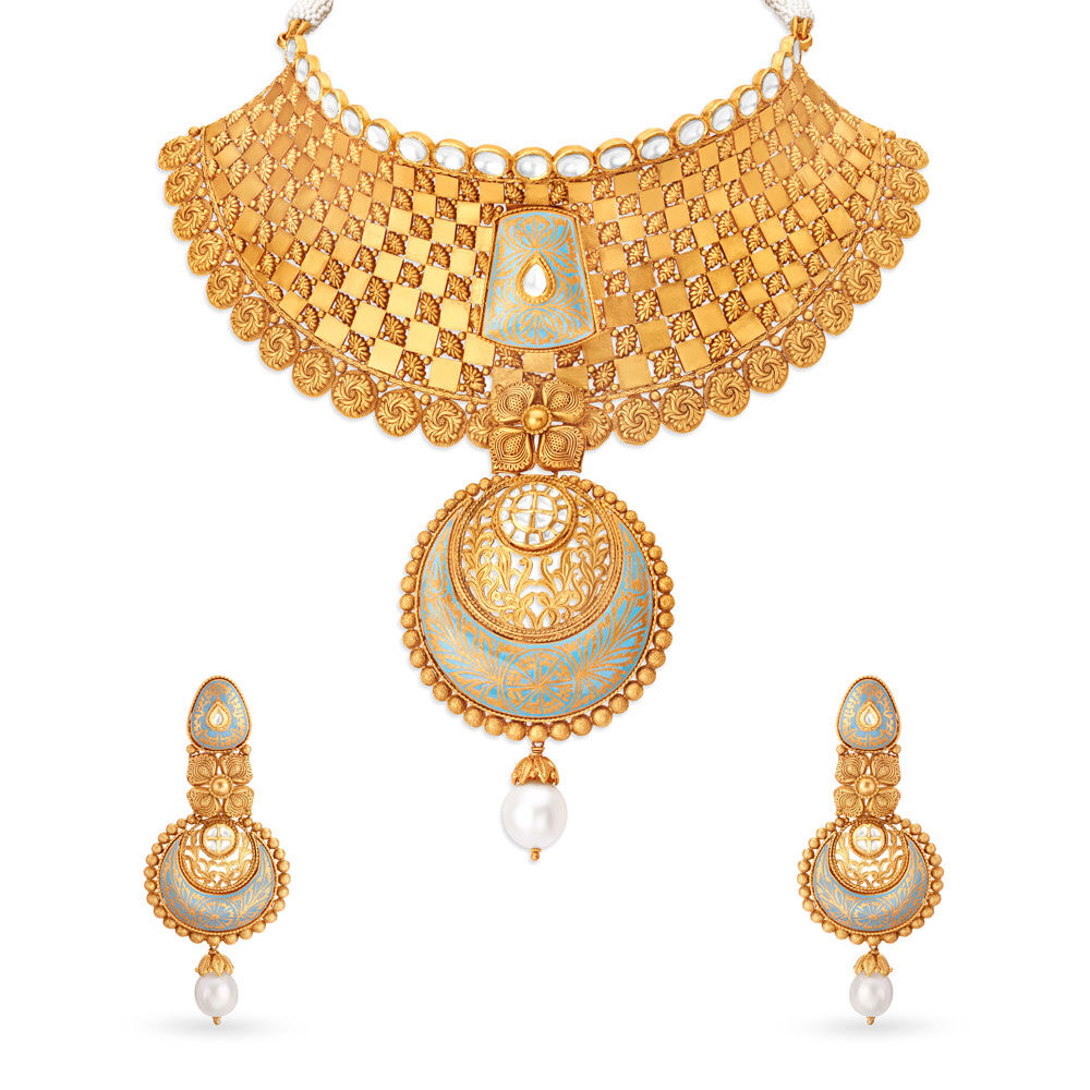 Tanishq antique gold necklace hot sale