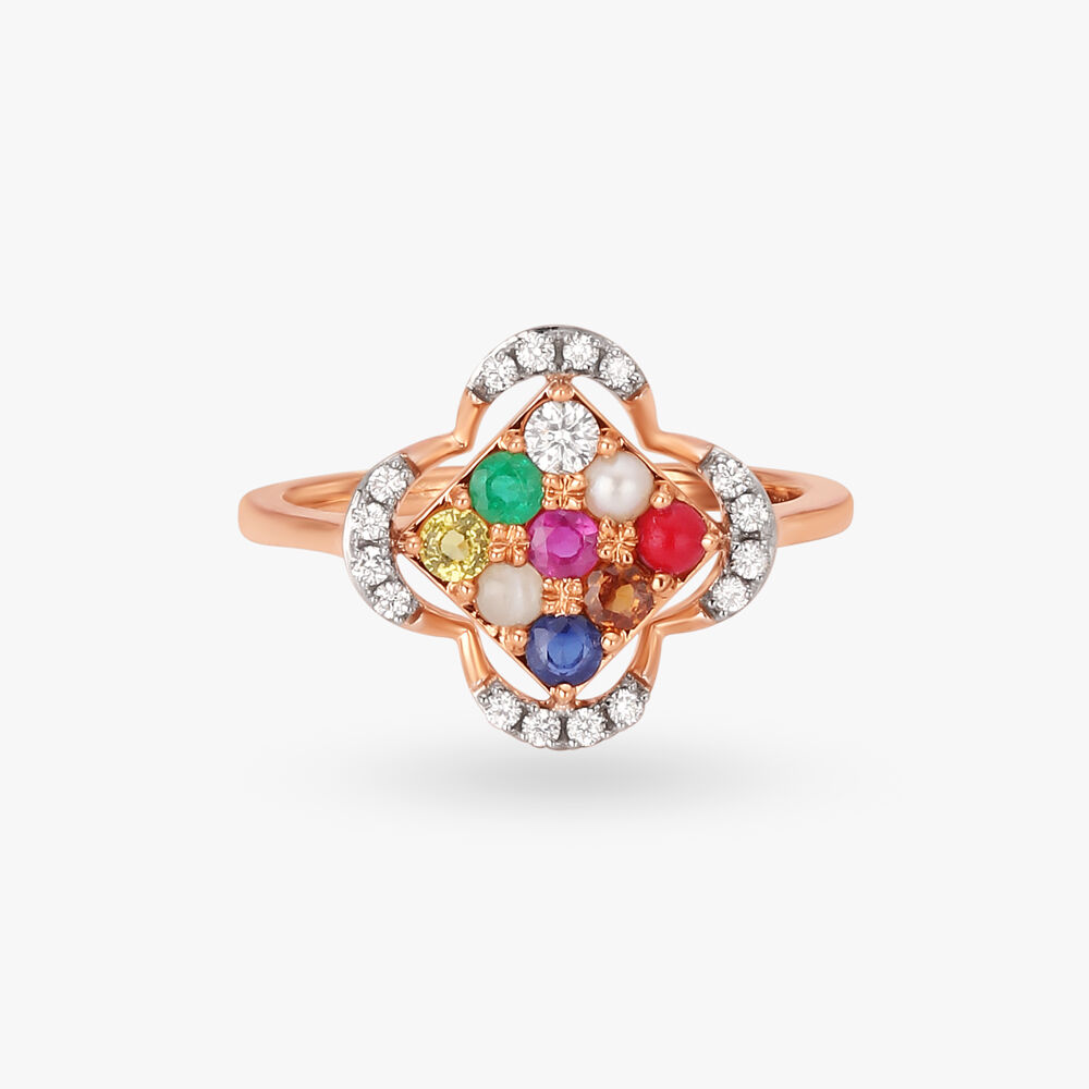 Enchanting Navaratna Diamond Finger Ring