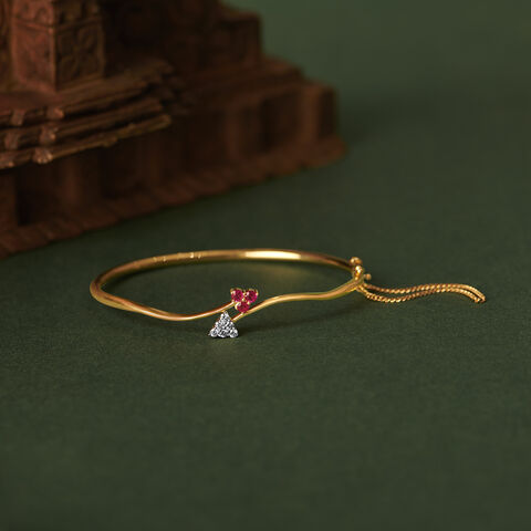 Floral Ruby and Diamond Gold Bangle