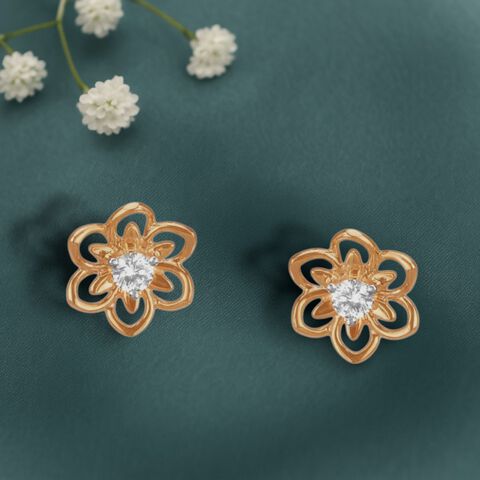 Blossom Charm Diamond Stud Earrings for Kids
