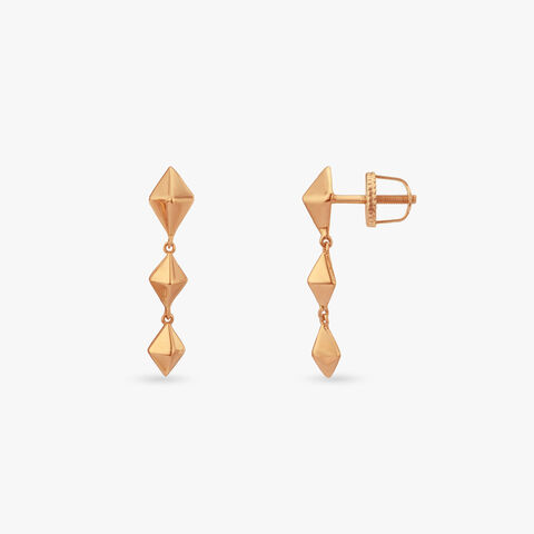Triple Edge Gold Drop Earrings