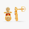 Graceful Floral Motif Ruby Gold Drop Earrings,,hi-res image number null
