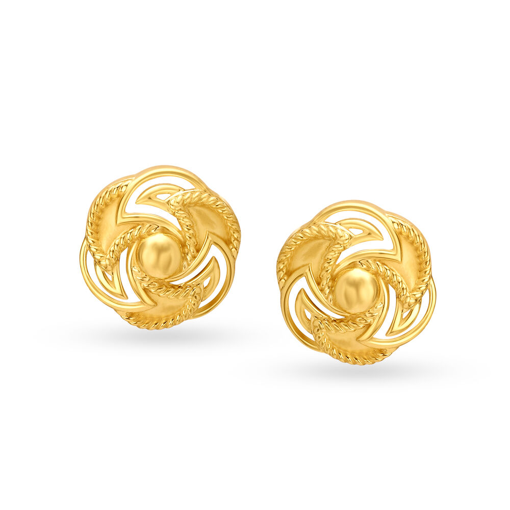 Dainty 22 Karat Gold Artistic Leaf Stud Earrings