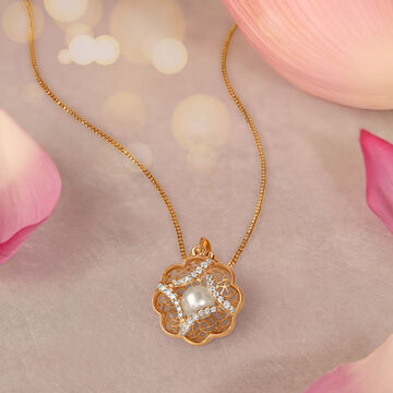 Graceful Pearl and Diamond Pendant