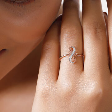 14KT Rose Gold Infinity Sparkle Diamond Finger Ring