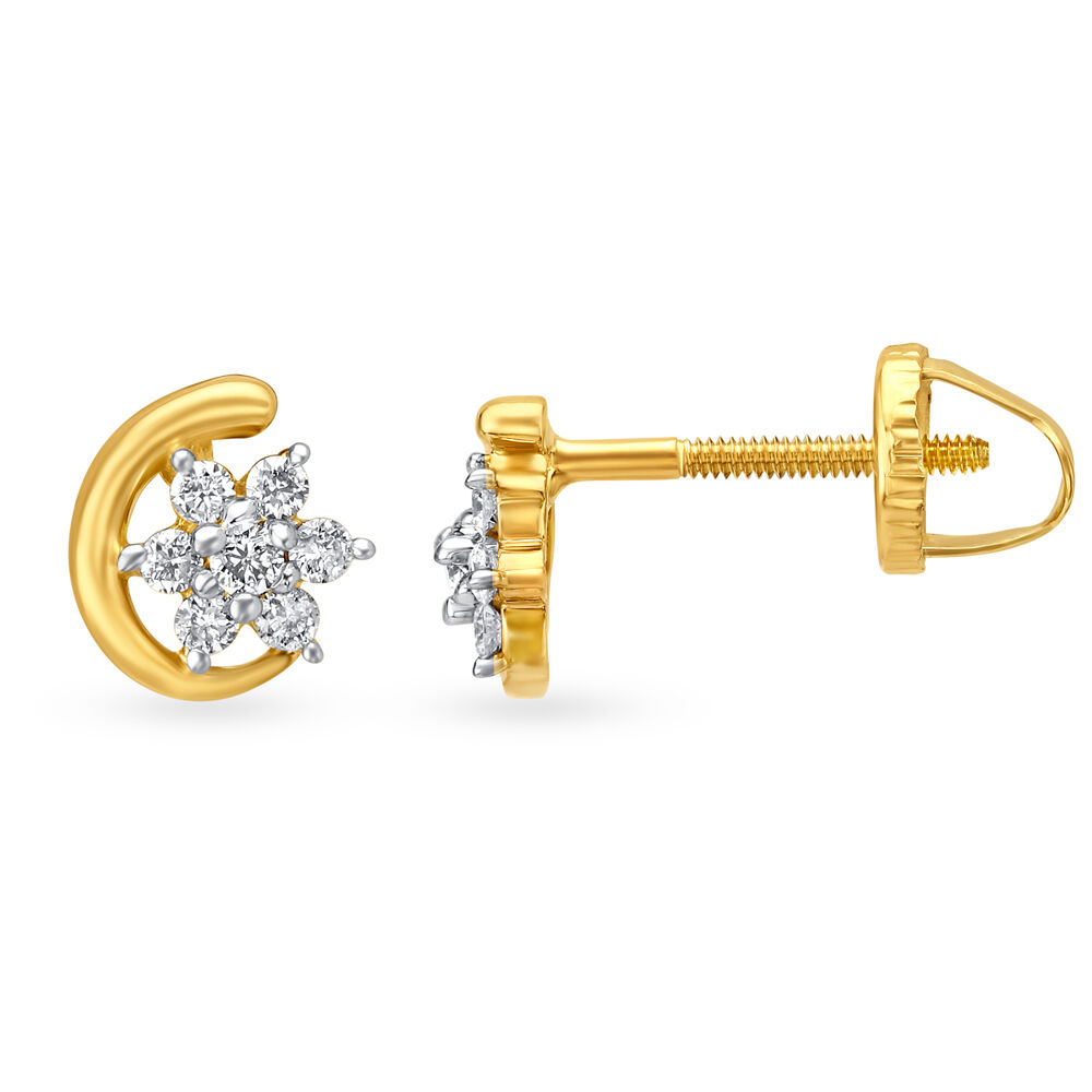 Effortless Gold and Seven Stone Diamond Stud Earrings