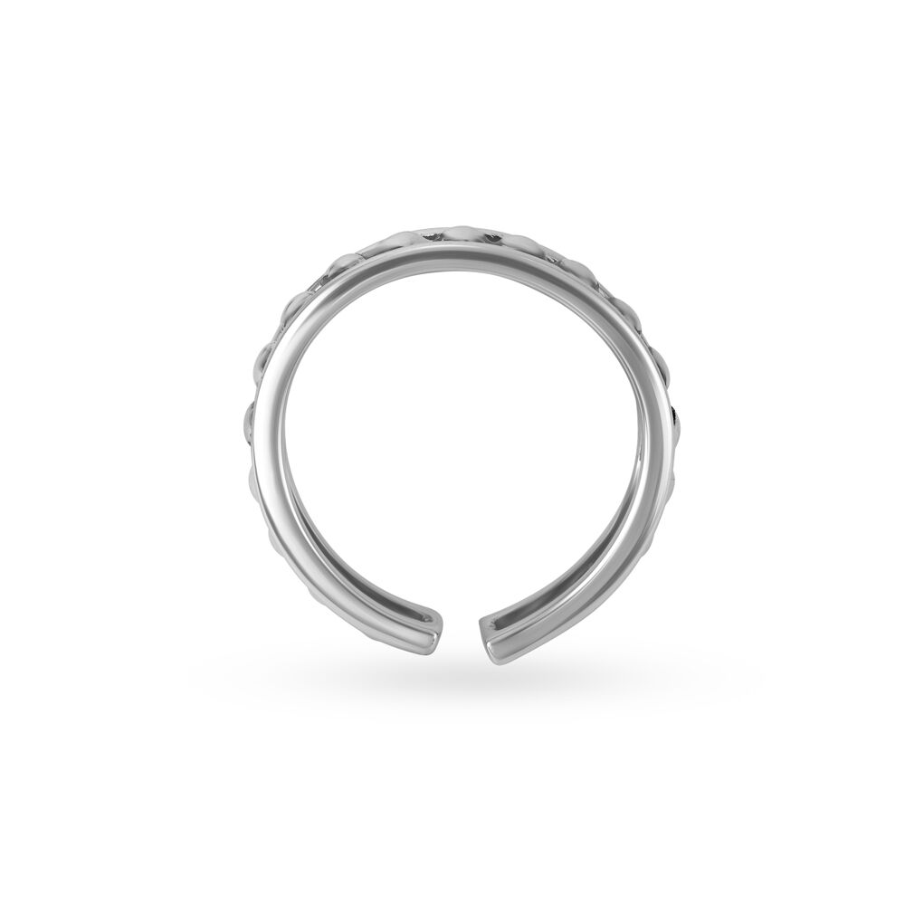 Simple Beads Silver Toe Ring