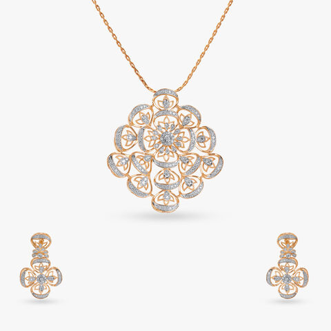 Sculpted Light Diamond Pendant and Earrings set