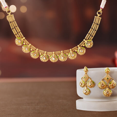 Frosted Petals Gold Necklace set